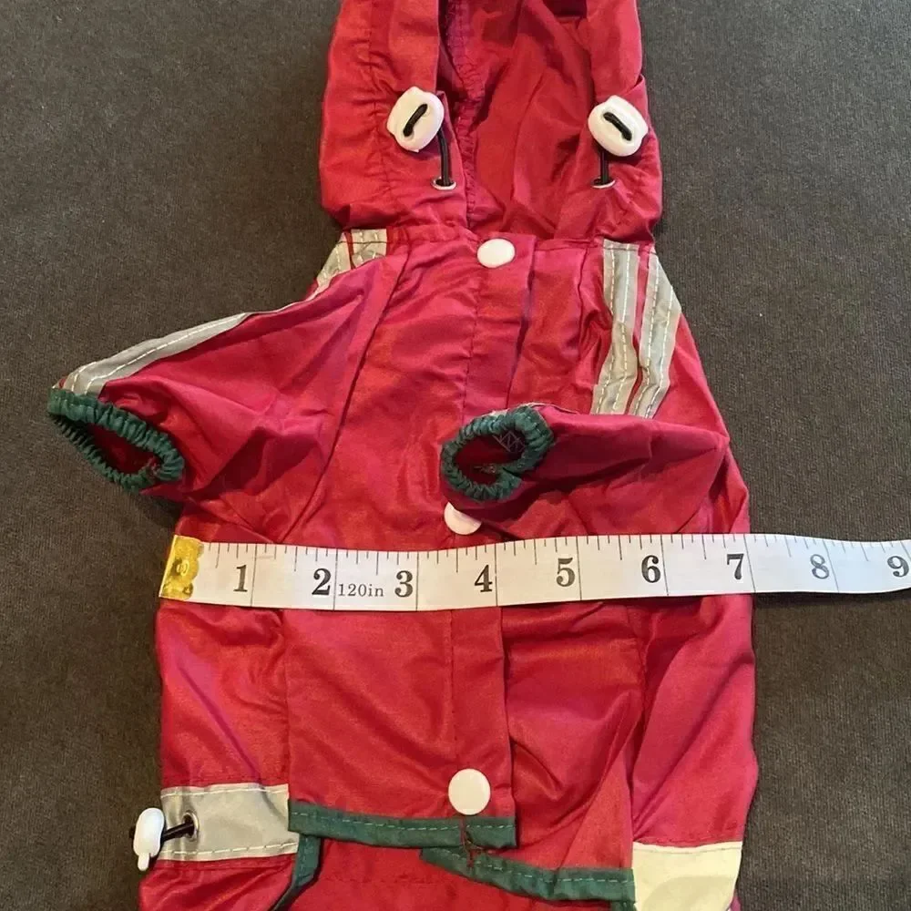 Dog Rain Coat Lightweight with Hoodie Reflective Strips Snap Closure Size S NEW